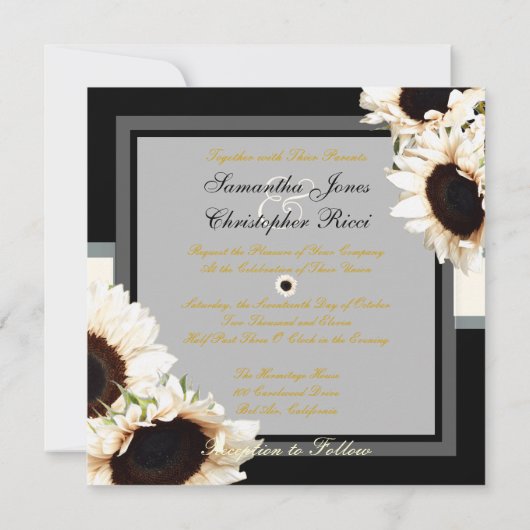 PixDezines weißes Sonnenblumen/Tageslicht Hintergr Einladung (Rückseite)