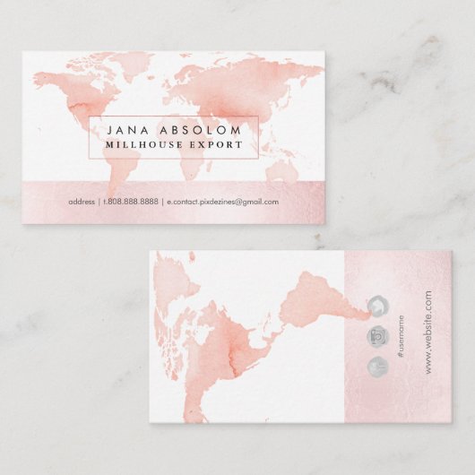 PixDezines Weltkarte Visitenkarte (Vorne/Hinten)