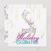 PixDezines Whimsy Rentier+Urlaub Einladung (Vorne/Hinten)