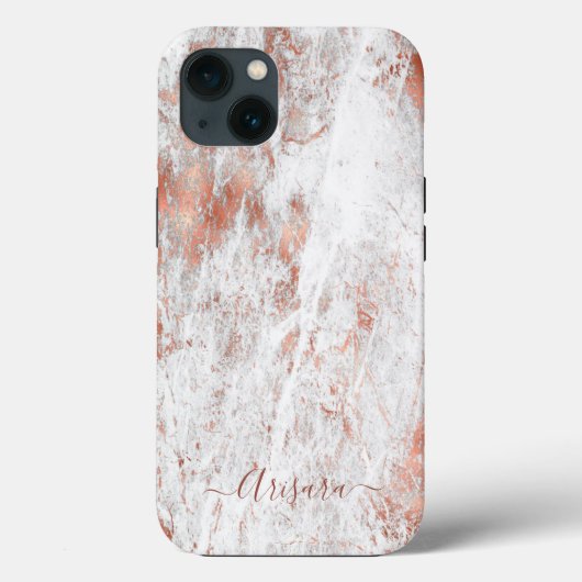 PixDezines White Marble+Faux Rose Gold Case-Mate i Case-Mate iPhone Hülle (Rückseite)