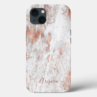 PixDezines White Marble+Faux Rose Gold Case-Mate i iPhone Hülle