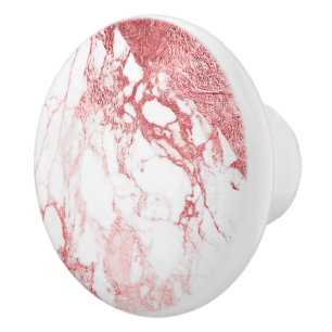 PIXDEZINES WHITE MARBLE+FAUX ROSE GOLD KERAMIKKNAUF