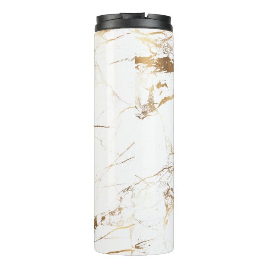 PixDezines WHITE MARBLE IMITAT GOLD VEINS Thermosbecher (Rückseite)