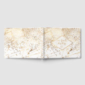 PixDezines WHITE MARBLE+IMITATS GOLD CONFETTI Gästebuch (Voll)