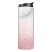 PixDezines WHITE MARBLE+IMITATS ROSE GOLD GLITZER Thermosbecher (Nach links gedreht)