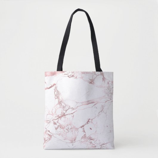 PixDezines WHITE MARBLE+IMITATS ROSE GOLD VEINS Tasche (Vorderseite)