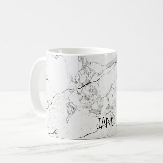PixDezines WHITE MARBLE Kaffeetasse (Vorderseite Links)