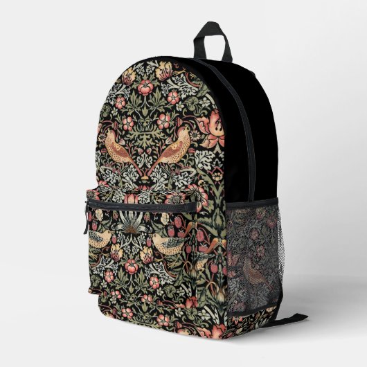 PixDezines William Morris Strawberry Thief Bedruckter Rucksack (Rückseitige Ecke Rechts)