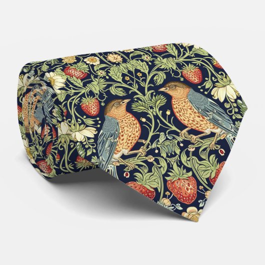 PixDezines William Morris Strawberry Thief Rosa Krawatte (Gerollt)