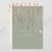 PixDezines Willow/Imitats Rosa Gold/DIY Hintergrun Einladung (Vorne/Hinten)