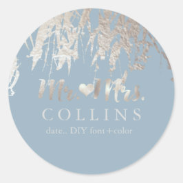 PixDezines Willow/Imitats Silver Foil/DIY Hintergr Runder Aufkleber