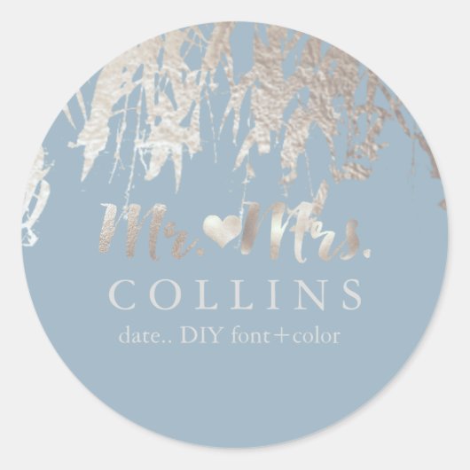 PixDezines Willow/Imitats Silver Foil/DIY Hintergr Runder Aufkleber (Vorderseite)