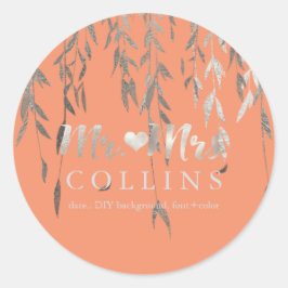 PixDezines Willow/Imitats Silver Foil/DIY Hintergr Runder Aufkleber