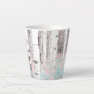 PixDezines Winter-Birkenwald Blaue Farne Bett Milchtasse