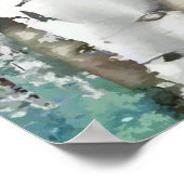 PixDezines Winter Silber-Birkenwald Teal Grün Poster (Ecke)