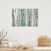 PixDezines Winter Silber-Birkenwald Teal Grün Poster (Küche)