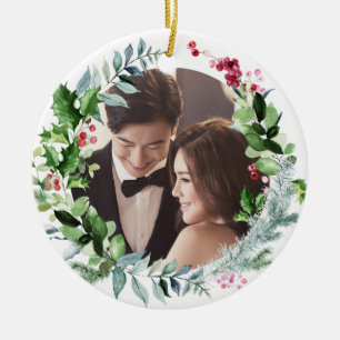 PixDezines Winterkranz, erstes Weihnachten Keramik Ornament