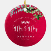 PixDezines Winterreath, Erste Weihnachten Keramik Ornament (Hinten)