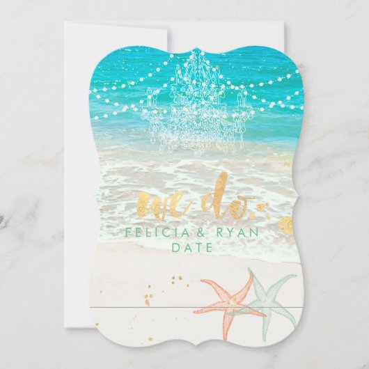 PixDezines Wir betreiben Lüster/Strand/Ziel Einladung (Vorderseite)