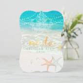 PixDezines Wir betreiben Lüster/Strand/Ziel Einladung (Stehend Vorderseite)