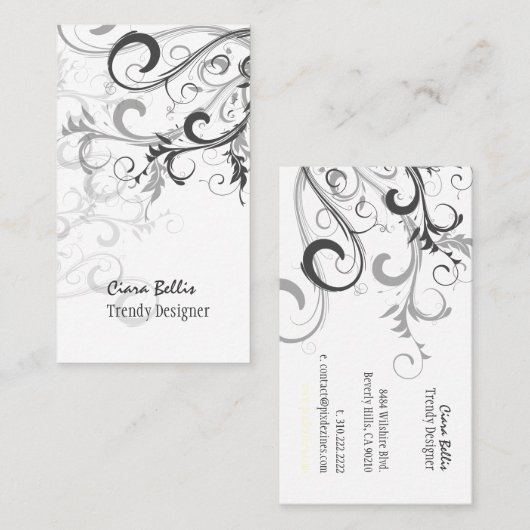 PixDezines-Wirbel / Graphite+Eggshell Visitenkarte (Vorne/Hinten)