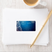 PixDezines Wirbel Weihnachtsbaum/Blauer Saphir Adressaufkleber (Insitu)