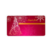 PixDezines Wirbel Weihnachtsbaum/rubinrot Adressaufkleber (Vorne)