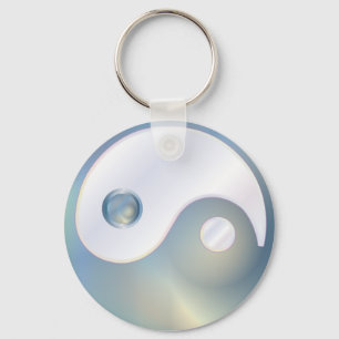 PixDezines Yin Yang/Weiß + Fauxgold Schlüsselanhänger
