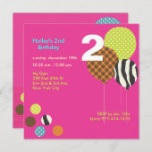 PixDEzines Zebra Balloons Einladung zum Geburtstag (Vorne/Hinten)