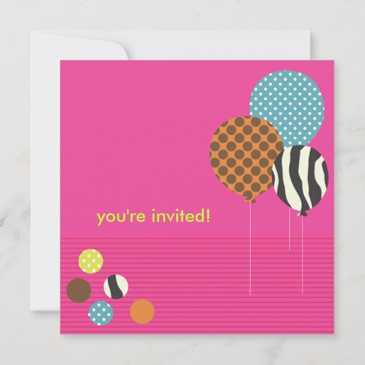 PixDEzines Zebra Balloons Einladung zum Geburtstag (Rückseite)