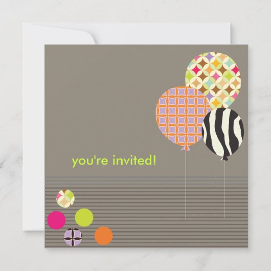 PixDEzines Zebra Balloons Einladung zum Geburtstag (Rückseite)