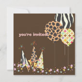 PixDezines Zebra Balloons Einladungen zum Geburtst (Rückseite)