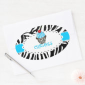PixDezines zebra+cupcake/DIY-Farbband Ovaler Aufkleber (Umschlag)