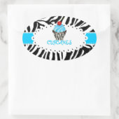 PixDezines zebra+cupcake/DIY-Farbband Ovaler Aufkleber (Tasche)
