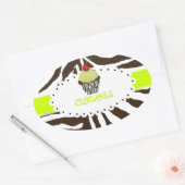 PixDezines zebra+cupcake/DIY Farbe Ovaler Aufkleber (Umschlag)
