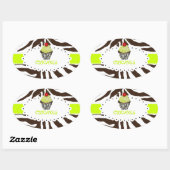 PixDezines zebra+cupcake/DIY Farbe Ovaler Aufkleber (Blatt)