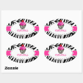 PixDezines zebra+cupcake/DIY Farbe Ovaler Aufkleber (Blatt)