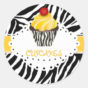 PixDezines zebra+cupcake/DIY Farbe Runder Aufkleber