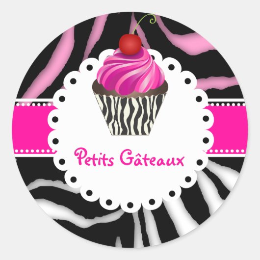PixDezines zebra cupcake/DIY Farbe Runder Aufkleber (Vorderseite)