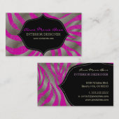 PixDezines Zebra+Damask/DIY Hintergrundfarbe! Visitenkarte (Vorne/Hinten)