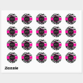 PixDezines Zebra, Monogramm-DIY-Farbe Runder Aufkleber (Blatt)