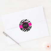PixDezines Zebra, Monogramm-DIY-Farbe Runder Aufkleber (Umschlag)
