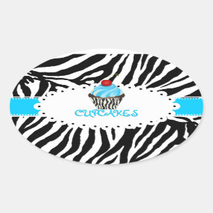 PixDezines Zebra+Tassen/DIY-Bandfarbe Ovaler Aufkleber