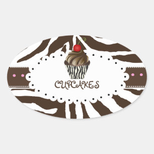 PixDezines Zebra+Torte/DIY Farbe Ovaler Aufkleber