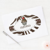 PixDezines Zebra+Torte/DIY Farbe Ovaler Aufkleber (Umschlag)