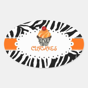 PixDezines Zebra+Torte/DIY Farbe Ovaler Aufkleber