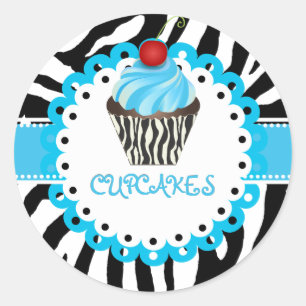 PixDezines Zebra+Torte/DIY Farbe Runder Aufkleber
