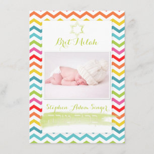 PixDezines Zickzack/brit milah/Foto frame+stars Einladung