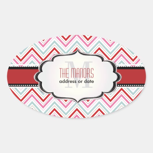 PixDezines Zickzack/Christmas/DIY-Farbtöne Ovaler Aufkleber (Vorderseite)