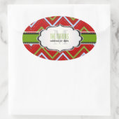 PixDezines Zickzack/Christmas/DIY-Farbtöne Ovaler Aufkleber (Tasche)